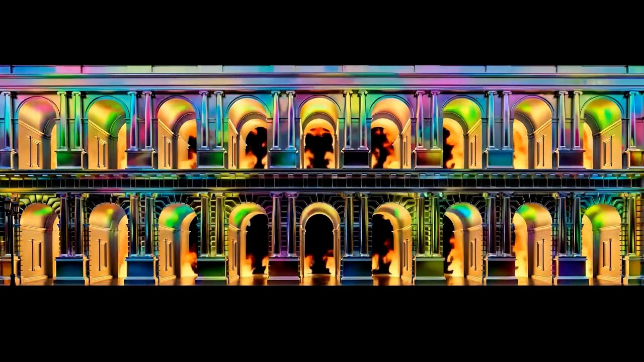 Luces de Jovel sobre fachada del MUSAC